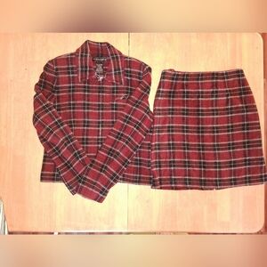 Vintage Andrea Jovine 90s Plaid Skirt Suit – Size 8